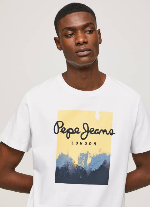 muškarci bijela majica s printom logotipa Pepe Jeans JZ8H974 - Slika 1