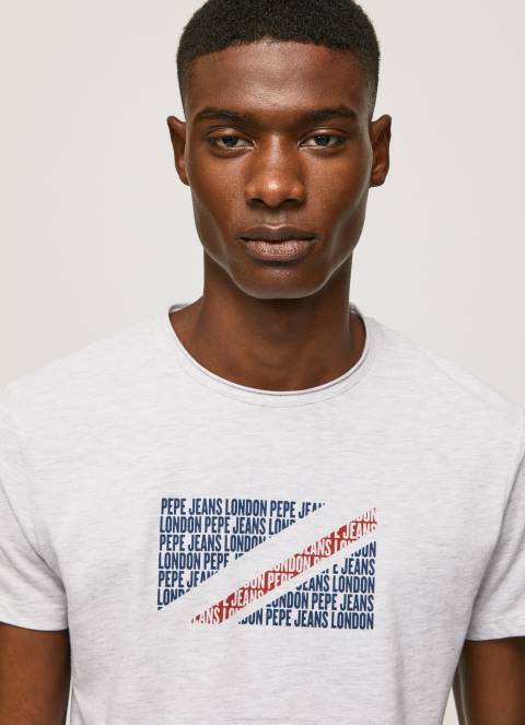 muškarci bijela majica s printom mramornog logotipa Pepe Jeans JZ8H987 - Slika 3