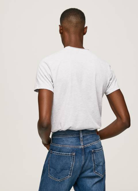 muškarci bijela majica s printom mramornog logotipa Pepe Jeans JZ8H987 - Slika 4