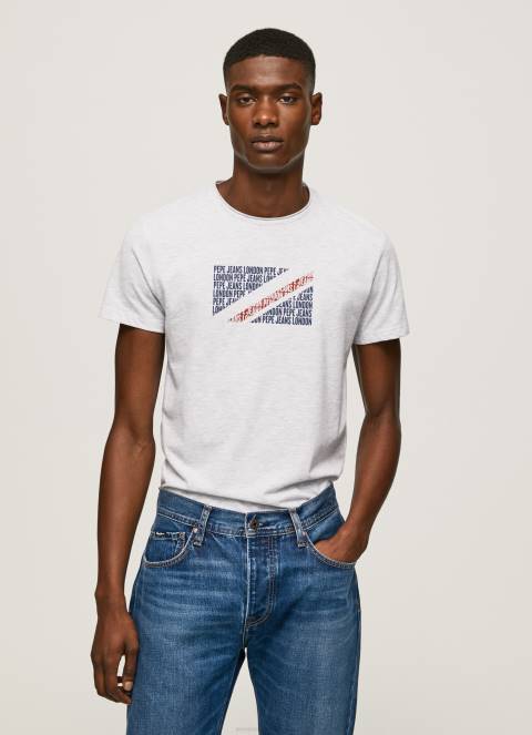 muškarci bijela majica s printom mramornog logotipa Pepe Jeans JZ8H987 - Slika 1