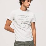 muškarci bijela pamučna grafička majica Pepe Jeans JZ8H940