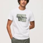 muškarci bijela pamučna majica s logom Pepe Jeans JZ8H938