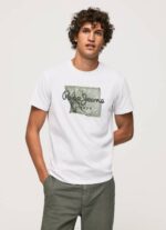 muškarci bijela pamučna majica s logom Pepe Jeans JZ8H938