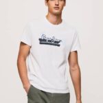 muškarci bijela pamučna majica s logotipom kistova Pepe Jeans JZ8H930