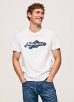 muškarci bijela pamučna majica s logotipom kistova Pepe Jeans JZ8H952