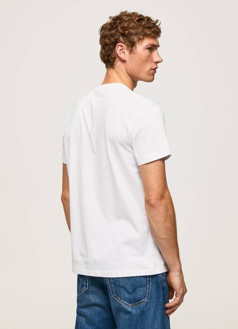 muškarci bijela pamučna majica s logotipom kistova Pepe Jeans JZ8H952 - Slika 4