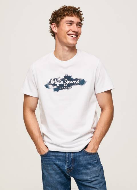 muškarci bijela pamučna majica s logotipom kistova Pepe Jeans JZ8H952 - Slika 1