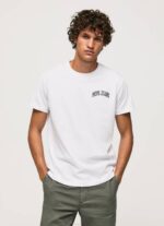 muškarci bijela pamučna majica s logotipom visoke gustoće Pepe Jeans JZ8H919