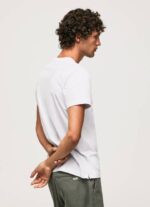 muškarci bijela pamučna majica s logotipom visoke gustoće Pepe Jeans JZ8H919 - Slika 4