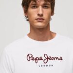 muškarci bijela pamučna majica s otisnutim logotipom Pepe Jeans JZ8H1018