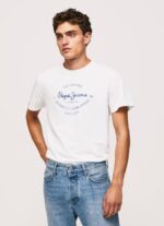 muškarci bijela pamučna majica s otisnutim logotipom Pepe Jeans JZ8H921 - Slika 3