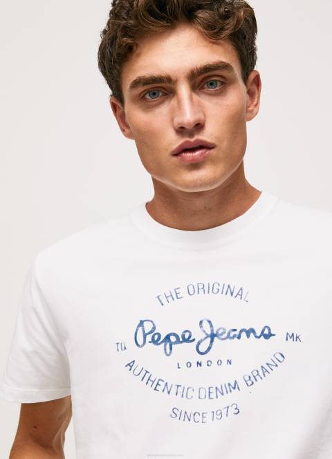 muškarci bijela pamučna majica s otisnutim logotipom Pepe Jeans JZ8H921 - Slika 4