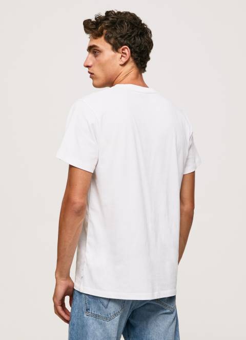 muškarci bijela pamučna majica s otisnutim logotipom Pepe Jeans JZ8H921 - Slika 5