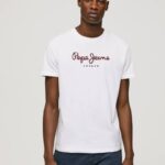 muškarci bijela pamučna majica s otisnutim logotipom Pepe Jeans JZ8H998