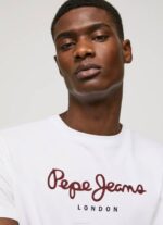 muškarci bijela pamučna majica s otisnutim logotipom Pepe Jeans JZ8H998 - Slika 3
