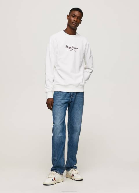 muškarci bijela pamučni džemper s otisnutim logotipom Pepe Jeans JZ8H880 - Slika 2