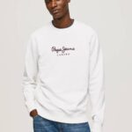 muškarci bijela pamučni džemper s otisnutim logotipom Pepe Jeans JZ8H880