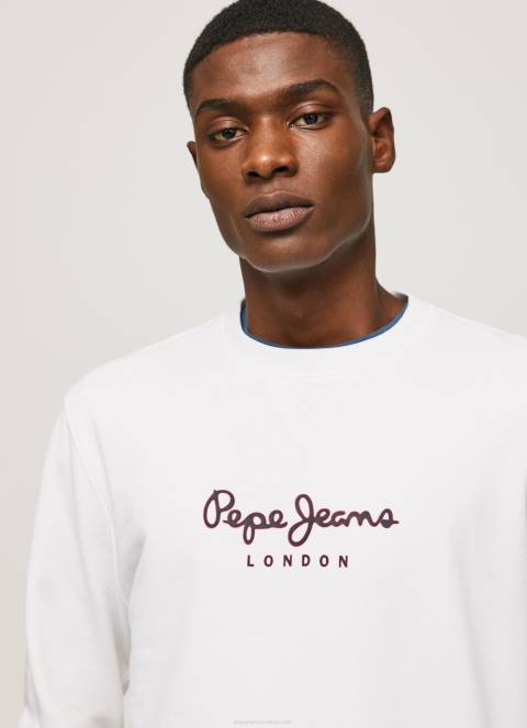 muškarci bijela pamučni džemper s otisnutim logotipom Pepe Jeans JZ8H880 - Slika 3