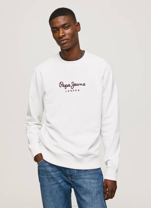 muškarci bijela pamučni džemper s otisnutim logotipom Pepe Jeans JZ8H880 - Slika 1
