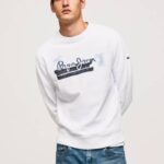 muškarci bijela pamučni džemper sa zaobljenim ovratnikom Pepe Jeans JZ8H877