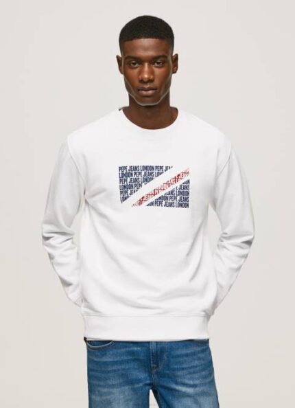 muškarci bijela skakač s logotipom zastave Pepe Jeans JZ8H899