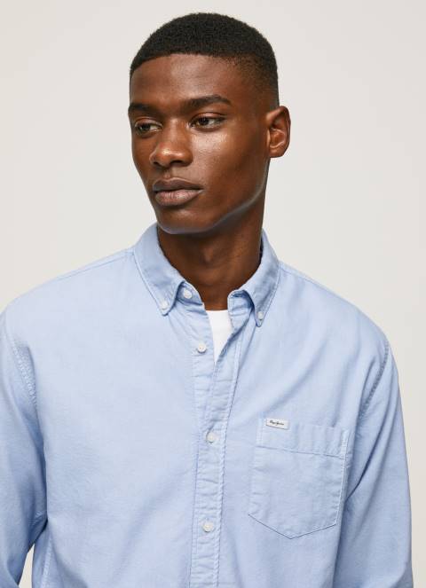 muškarci bjelilo plavo fabio oxford košulja regularnog kroja Pepe Jeans JZ8H1027 - Slika 3