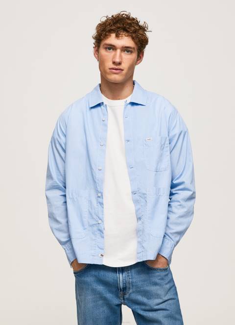 muškarci bjelilo plavo lambert fil a fil košulja ravnog kroja Pepe Jeans JZ8H1030 - Slika 3