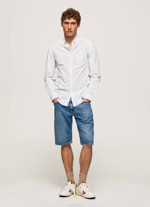 muškarci bjelilo plavo larry uska košulja od poplina Pepe Jeans JZ8H1028 - Slika 2