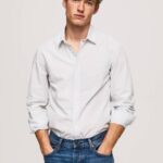muškarci bjelilo plavo Lawrence uska košulja od poplina Pepe Jeans JZ8H1050