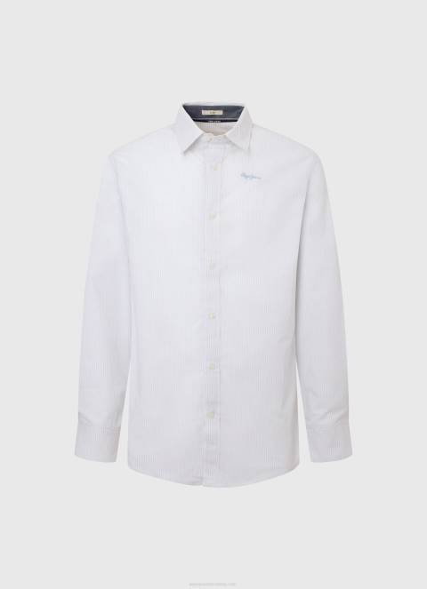 muškarci bjelilo plavo Lawrence uska košulja od poplina Pepe Jeans JZ8H1050 - Slika 5