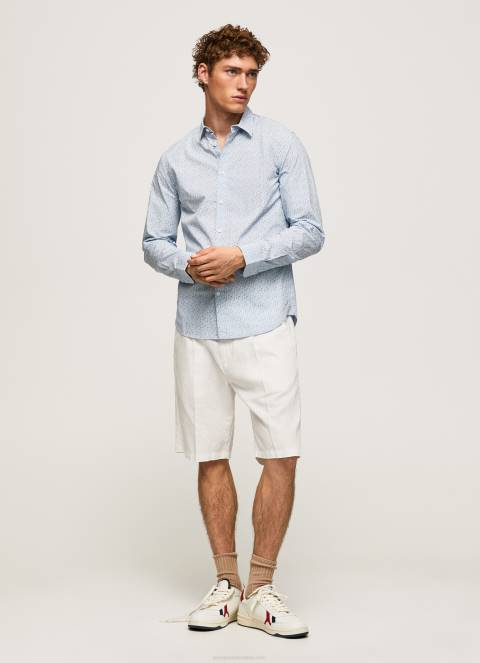 muškarci bjelilo plavo lovejoy košulja od cvjetnog poplina Pepe Jeans JZ8H1045 - Slika 2