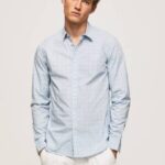muškarci bjelilo plavo lovejoy košulja od cvjetnog poplina Pepe Jeans JZ8H1045