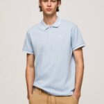 muškarci bjelilo plavo pike polo majica s izvezenim logotipom Pepe Jeans JZ8H1080