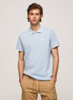muškarci bjelilo plavo pike polo majica s izvezenim logotipom Pepe Jeans JZ8H1080