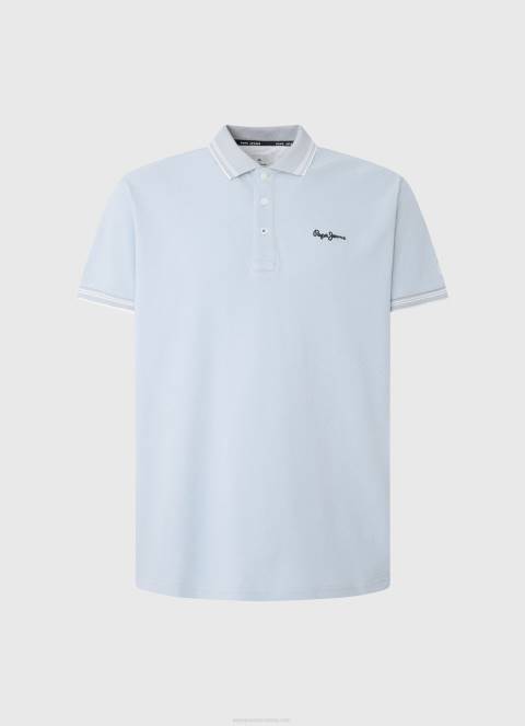 muškarci bjelilo plavo pike polo majica s izvezenim logotipom Pepe Jeans JZ8H1080 - Slika 5