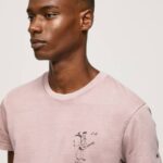 muškarci bjelilo ružičasto isprana i ofarbana pamučna majica Pepe Jeans JZ8H928