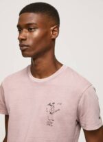 muškarci bjelilo ružičasto isprana i ofarbana pamučna majica Pepe Jeans JZ8H928