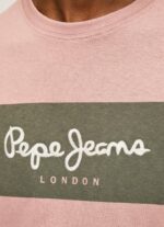 muškarci bjelilo ružičasto pamučna majica s izvezenim logotipom Pepe Jeans JZ8H926 - Slika 4