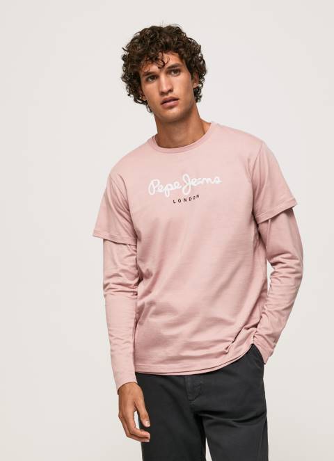 muškarci bjelilo ružičasto pamučna majica s otisnutim logotipom Pepe Jeans JZ8H917 - Slika 2
