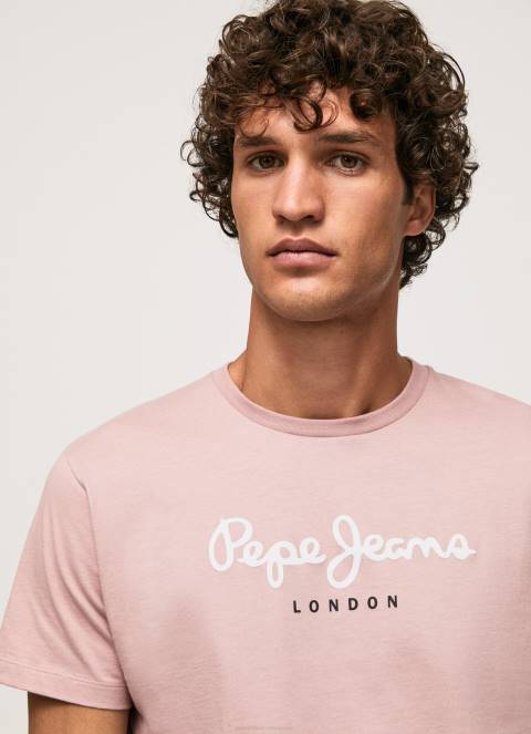 muškarci bjelilo ružičasto pamučna majica s otisnutim logotipom Pepe Jeans JZ8H917 - Slika 3