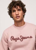 muškarci bjelilo ružičasto pamučni džemper s izvezenim logotipom Pepe Jeans JZ8H882 - Slika 3