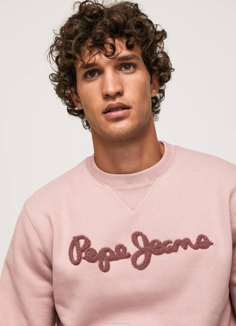 muškarci bjelilo ružičasto pamučni džemper s izvezenim logotipom Pepe Jeans JZ8H882 - Slika 3