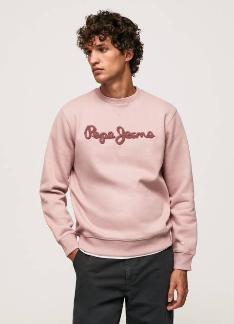 muškarci bjelilo ružičasto pamučni džemper s izvezenim logotipom Pepe Jeans JZ8H882 - Slika 1