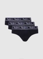muškarci crno 3 paketa elastičnih pamučnih gaćica Pepe Jeans JZ8H1158