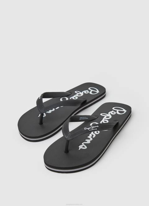 muškarci crno bay beach osnovne japanke za plažu Pepe Jeans JZ8H1265 - Slika 3