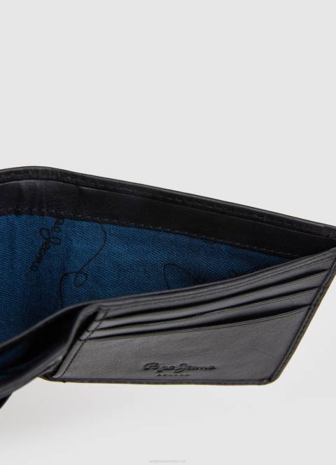 muškarci crno kožni novčanik preko cijelog logotipa Pepe Jeans JZ8H1296 - Slika 3