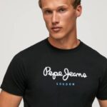 muškarci crno pamučna majica s otisnutim logotipom Pepe Jeans JZ8H1000