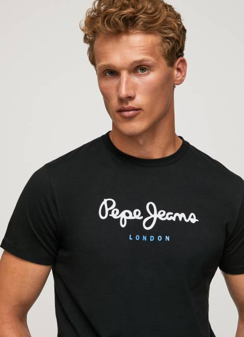 muškarci crno pamučna majica s otisnutim logotipom Pepe Jeans JZ8H1000 - Slika 1