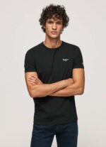 muškarci crno pamučna majica s otisnutim logotipom Pepe Jeans JZ8H1012