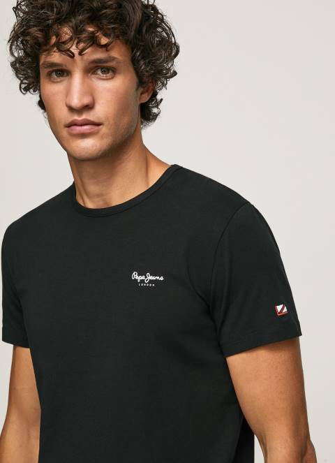muškarci crno pamučna majica s otisnutim logotipom Pepe Jeans JZ8H1012 - Slika 3